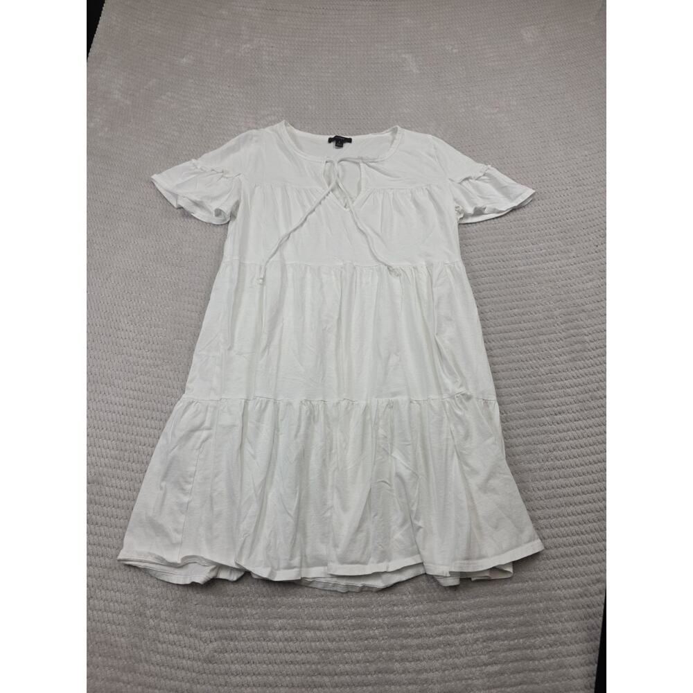 J Crew Dress Womens Small White Tiered Tie Front Vneck